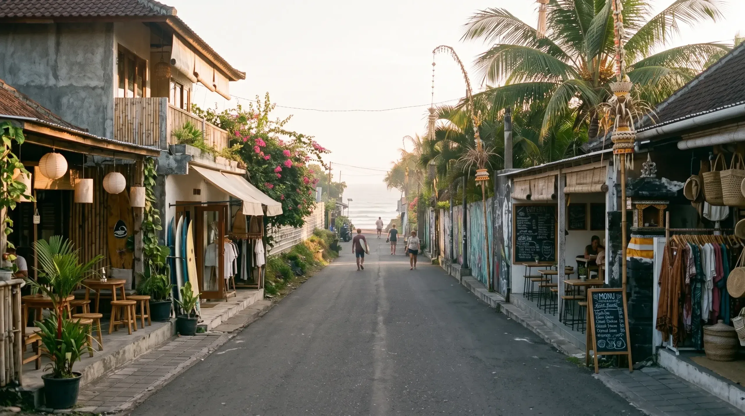 Quiet lane near Aster Apartment leading toward Batu Bolong Beach
